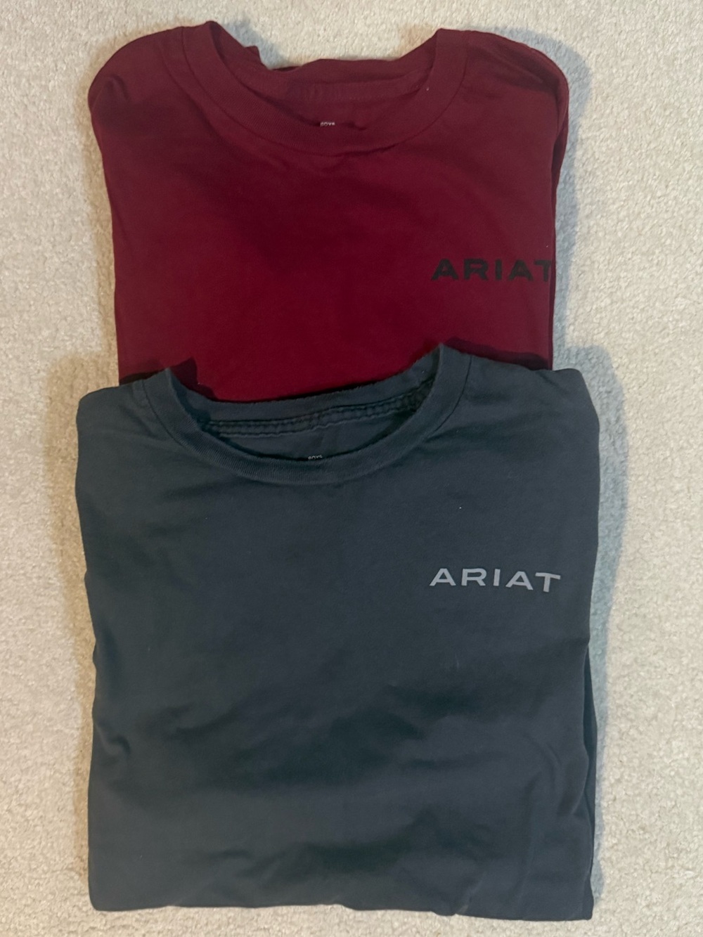 Ariat Short Sleeve Crew Tee in Burgundy and Charcoal bundle $12 youth large